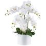 Orchidée Phalaenopsis artificielle TOUNI, pot en céramique, racines, blanc, 60cm