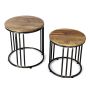 Table d'appoint industrielle ronde CAISSA 2 pièces, brun-noir, 38,5cm, 44cm