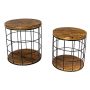 Table d'appoint industrielle ronde CALIX 2 pièces, brun-noir, 40,5cm, 46,5cm