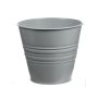 Pot rond en zinc MICOLATO avec rainures, vert jade, 12cm, Ø13,5cm