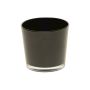 Bougeoir en verre ALENA, noir, 9cm, Ø10cm