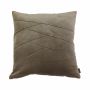 Coussin douillet en velours NOELANI, coutures décoratives obliques, marron clair, 45x45cm