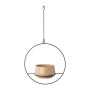 Cache-pot suspendu en métal QUINLEE, anneau métallique, beige-noir, 36x18x70cm