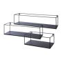 Etagère murale au style industriel en métal QUIANA, 3 pièces, noir, 32x15x13cm, 50x15x14cm, 65x15x16cm