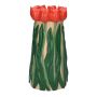 Vase décoratif LIMEA en dolomite, tulipes en 3D, beige-rouge-vert, 24,5cm, Ø12,5cm