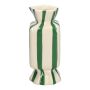 Vase à fleurs carré en forme de bonbon AMIEL en céramique, avec des rayures verticales, vert-blanc, 6,5x6,5x15cm