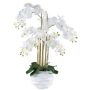 Orchidée Phalaenopsis en tissu STONFER, pot décoratif blanc, racines, blanc, 90cm