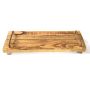 Plateau en bois au style vintage FENRIK avec anse, naturel-flammé, 40x14x4cm