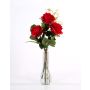 Bouquet de roses artificiel SIMONY, rouge, 45cm, Ø20cm