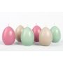 Bougies œufs de Pâques LEONITA, 6 pièces, vieux rose-gris-menthe, 6cm, 4,5cm, 7h - Made in Germany