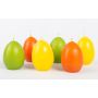 Bougies œufs de Pâques LEONITA, 6 pièces, jaune-orange-vert, 6cm, 4,5cm, 7h - Made in Germany