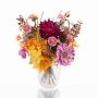 Bouquet d'automne décoratif KALENA, dahlia, zinnia, violet-orange, 40cm, Ø45cm