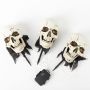 Piquet de jardin d'Halloween Tête de mort JERVIS à planter, LEDs, 3 pièces, 30cm