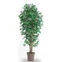 Ficus Benjamina artificiel LEONORET, troncs en bois véritable, vert-blanc, 225cm - Made in Italy
