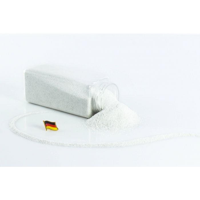Sable coloré / sable décoratif TIMON, blanc, 0,1-0,5mm, bouteille de 605ml,  fabriqué en Allemagne