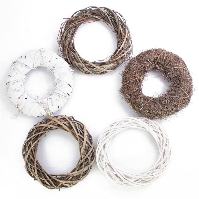 Lot De 6 Couronnes De Vigne Naturelle - Diamètre 25 Cm - Pour Bricolage, Décoration Noël, Porte, Cheminée - Base Rustique - 11