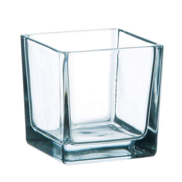 InnaGLAS Verre à Bougie Cube Transparent 12x12x12cm - Photophore Élégant En Verre