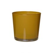 Cache-pot en verre ALENA, jaune moutarde, 11cm, Ø11,5cm