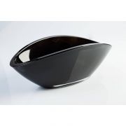 Coupelle en verre / coupe décorative ovale KIRA, noir, 26x12cm
