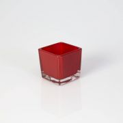 Petit photophore en verre KIM EARTH, rouge, 6x6x6cm 