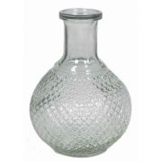 Vase à fleurs DONKA, motif losange fin, boule/rond, transparent, 15cm, Ø4,5cm/Ø11cm