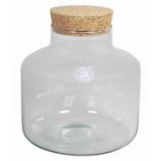 Récipient en verre DOGAN, couvercle en liège, cylindre/rond, transparent, 21,5cm, Ø21cm