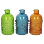 Bouteilles en verre URSULA avec motif, 3 verres, multicolore, 12,5cm, Ø6,5cm