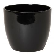 Grand cache-pot TEHERAN BASAR, céramique, noir, 27cm, Ø32cm