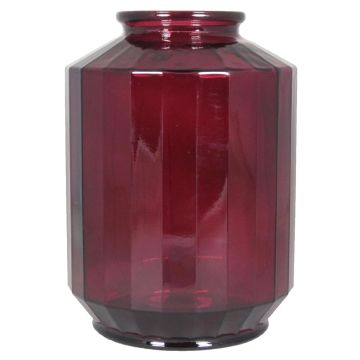 Vase décoratif en verre LOANA, transparent-rouge, 35cm, Ø25cm, 12L