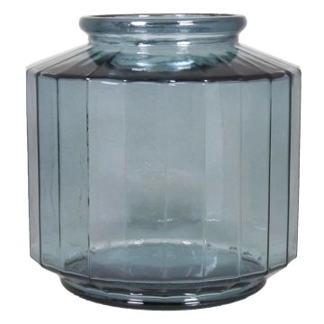 Vase décoratif en verre LOANA, transparent-bleu, 23cm, Ø23cm, 4L