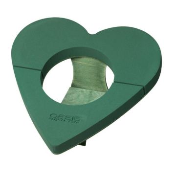 OASIS Mousse à piquer humide en forme de cœur CORRIN pour une urne, fleurs de deuil, support en bois Bioline, pied en bois, vert, 52x52x5cm