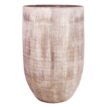 Vase en céramique KAMUNI, rainures verticales, gris-vert, 30cm, Ø19cm