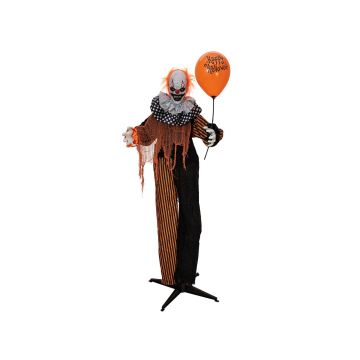 Figurine décorative d'Halloween Clown d'horreur MAMORUN, ballon de baudruche, fonction sonore et mouvement, LED, 80x40x170cm
