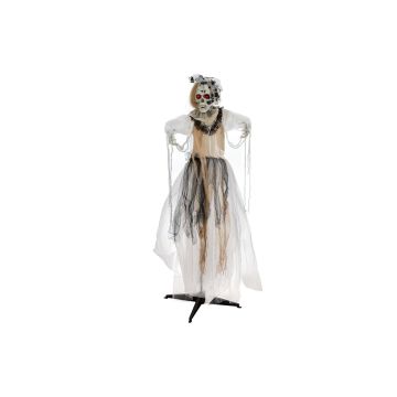 Figurine décorative d'Halloween squelette mariée SCHAKLYN, fonction sonore et mouvement, LEDs, 80x50x170cm