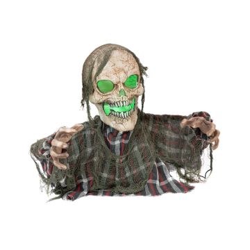 Figurine décorative d'Halloween Squelette zombie LATAWICA, fonction sonore et mouvement, LEDs, 22x10x45cm