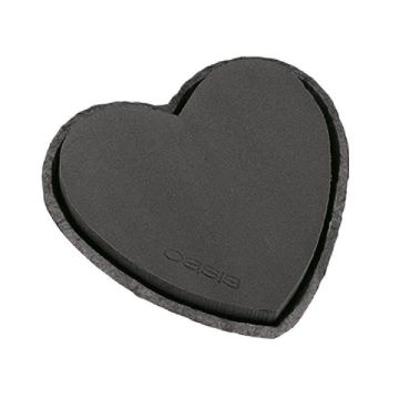 OASIS Black Ideal Mousse à piquer humide Cœur IVANIE, coupe en papier recyclé Biolit, noir, 17x17x4cm