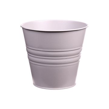 Pot rond en zinc MICOLATO avec rainures, taupe, 16cm, Ø18,5cm