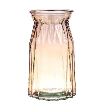 Vase de table RUBIE en verre, taupe-transparent, 20cm, Ø11,5cm