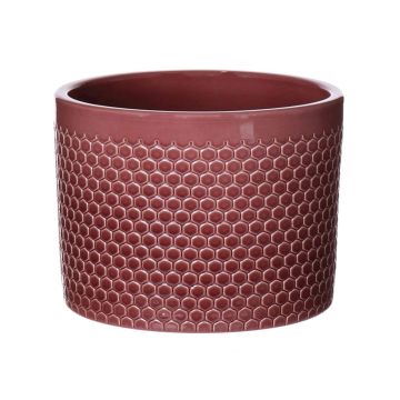 Cache-pot CINZIA en céramique, motif à pois, rouge merlot, 25,5cm, Ø28cm