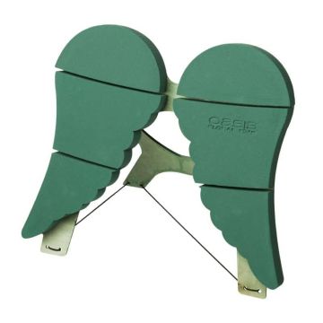 OASIS Mousse à piquer humide en forme d'ailes FELIPPO, fleurs de deuil, support en bois Bioline, socle en bois, vert, 57x48x5cm
