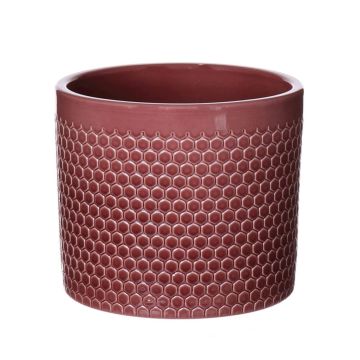 Cache-pot CINZIA en céramique, motif à pois, rouge merlot, 12,3cm, Ø13,5cm