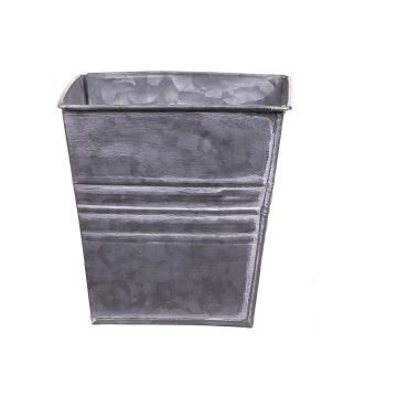 Pot en zinc carré MICOLATO avec rainures, gris, 15x15x15cm