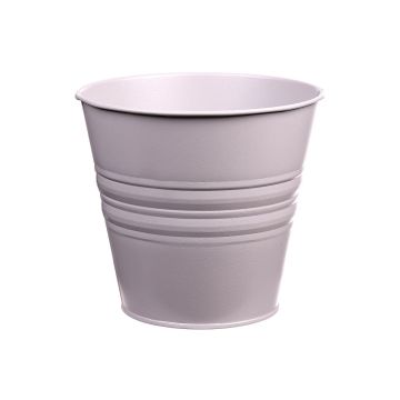 Pot rond en zinc MICOLATO avec rainures, taupe, 16cm, Ø20,5cm