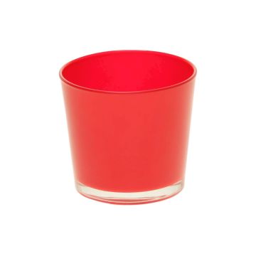Photophore en verre ALENA, rouge, 9cm, Ø10cm