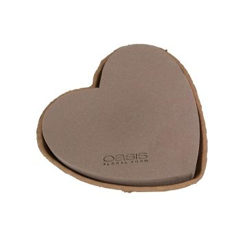 OASIS Mousse à piquer humide en forme de cœur JANEA, NatureSource 20 % de matières premières biosourcées, coupe en papier recyclé Biolit, brun, 34x33x5,5cm