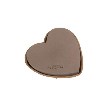 OASIS Mousse à piquer humide en forme de cœur JANEA, NatureSource 20 % de matières premières biosourcées, coupe en papier recyclé Biolit, brun, 28x25,5x4cm