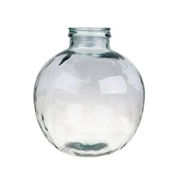 Bouteille ronde en verre ORNELA, recyclée, bleu-transparent, 35cm, Ø31cm