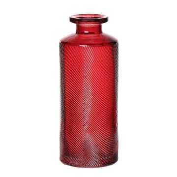 Vase bouteille EMANUELA en verre, veinures, bordeaux-transparent, 13,2cm, Ø5,2cm