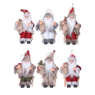 Ornement de suspension Père Noël CHRISTER, 6 pièces, chaise, sac cadeau, multicolore, 11x10x15cm
