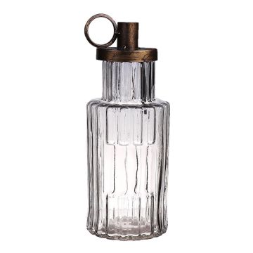 Bougeoir NENEKONI sur bouteille en verre, anse, motif, bronze-transparent, 26cm, Ø10cm